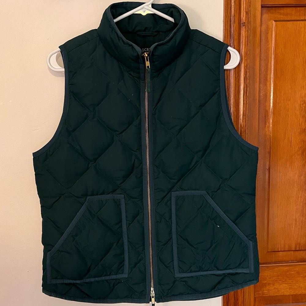 J Crew Factory Green Puffer Vest Medium Womens